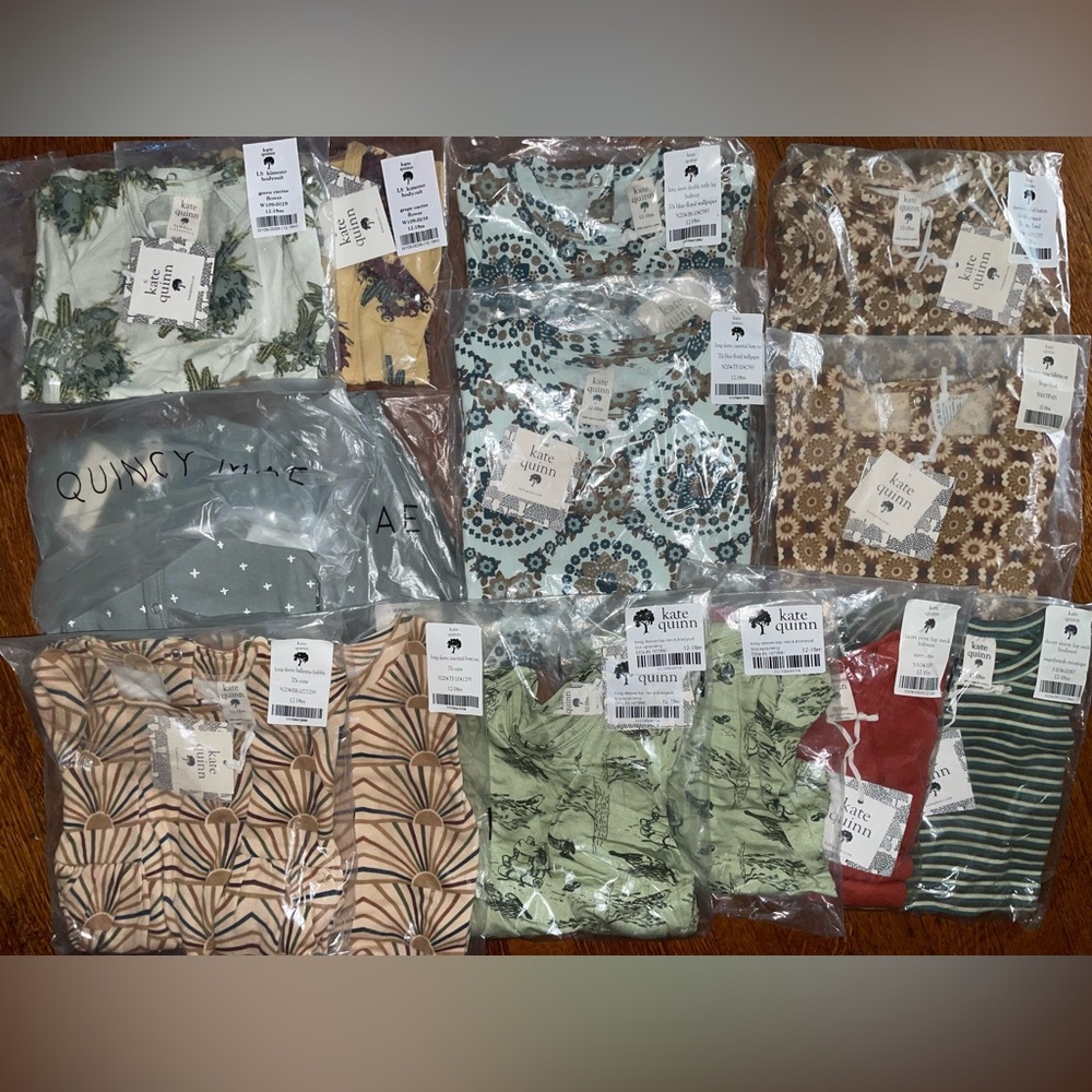 8 piece twin set b/g can mod g/g b/b fall winter footie bubbles bodysuits  nwt